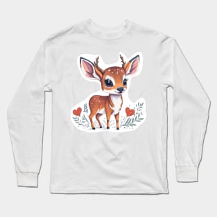 Minimal Cute Baby Deer Long Sleeve T-Shirt